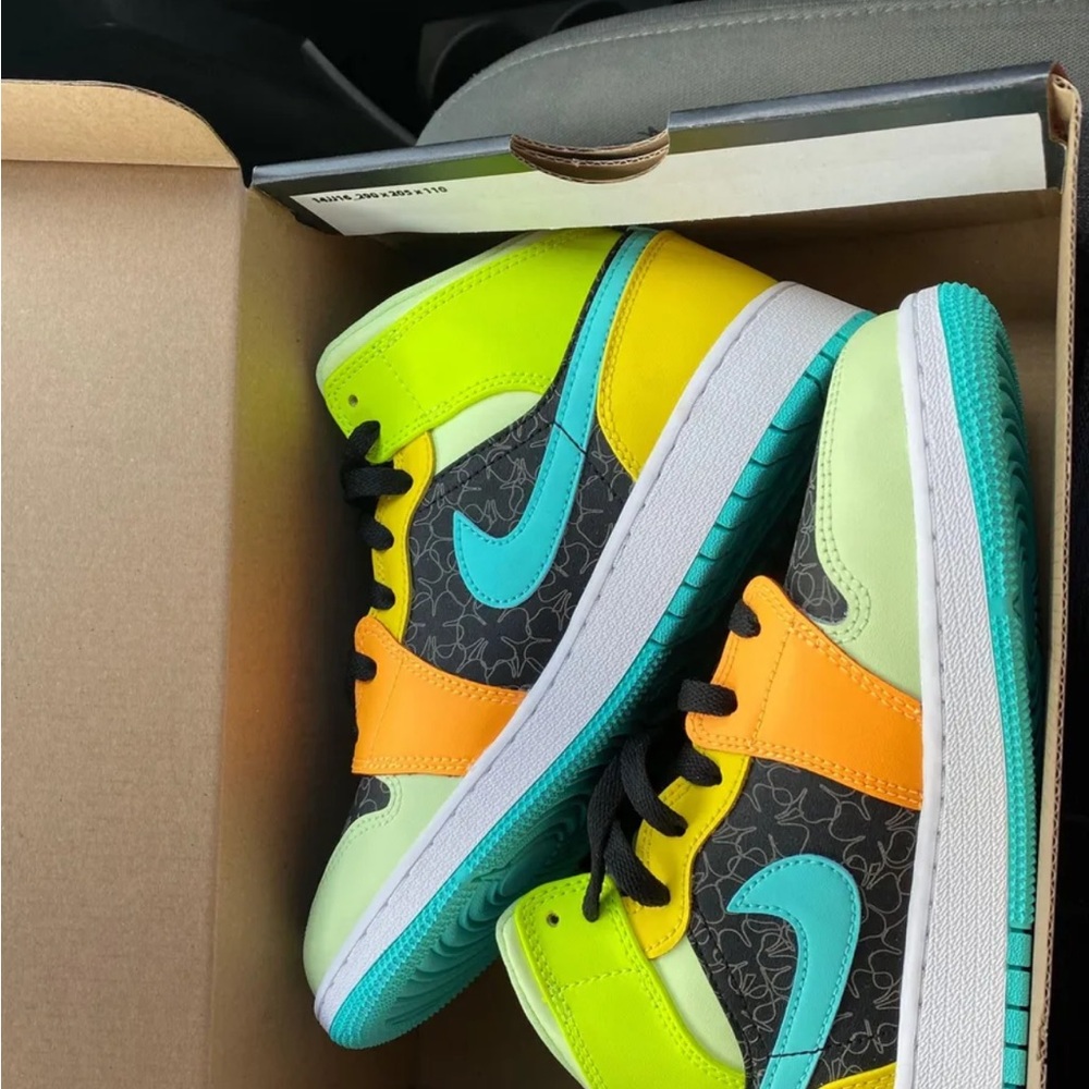 Jordan Kids Sneakers in Neon Green, Yellow, and Orange
